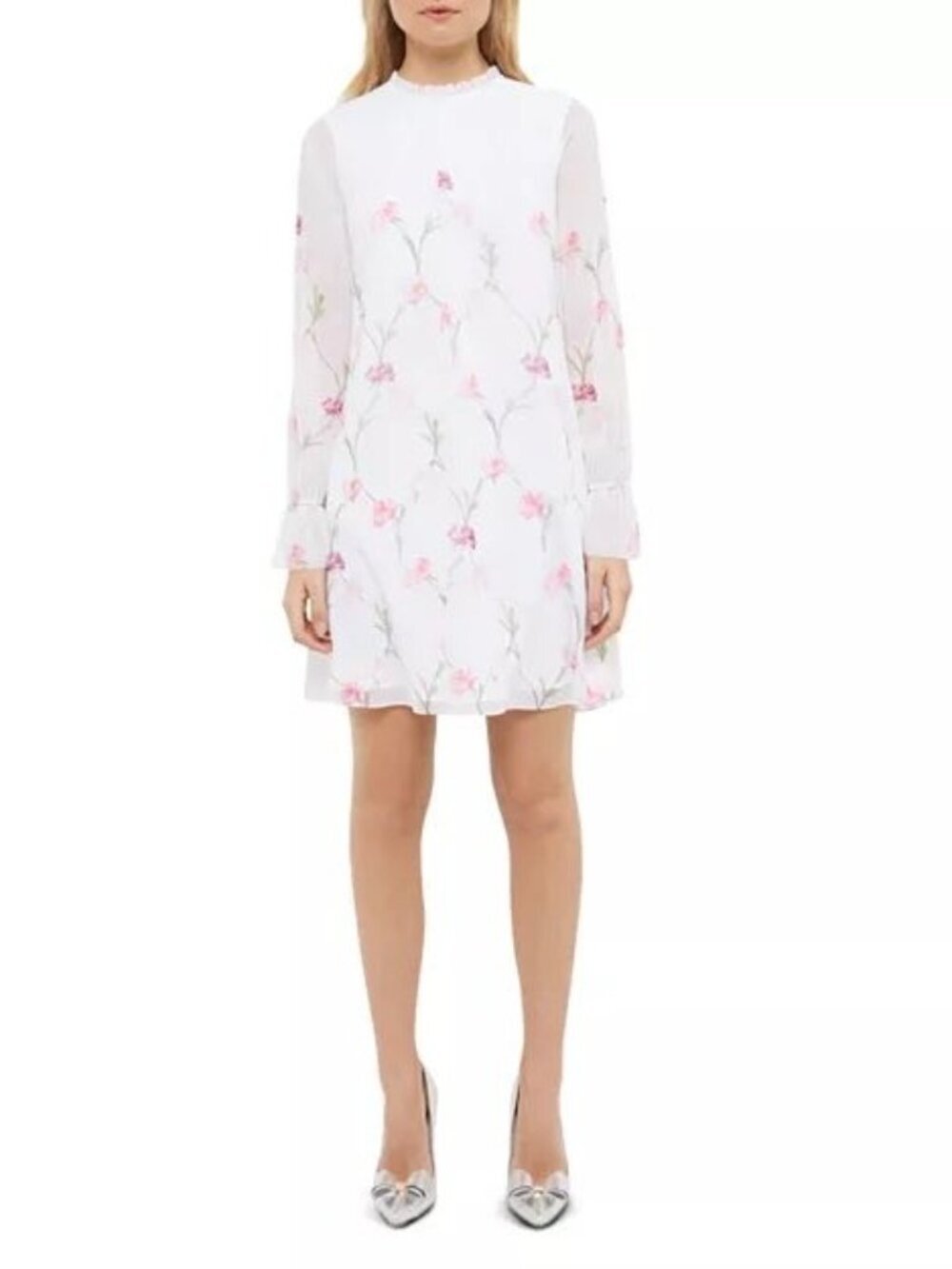 Ted Baker London DANIEA Sketchbook Floral Mini Dress Ruffle 0 XS Prom Romantic